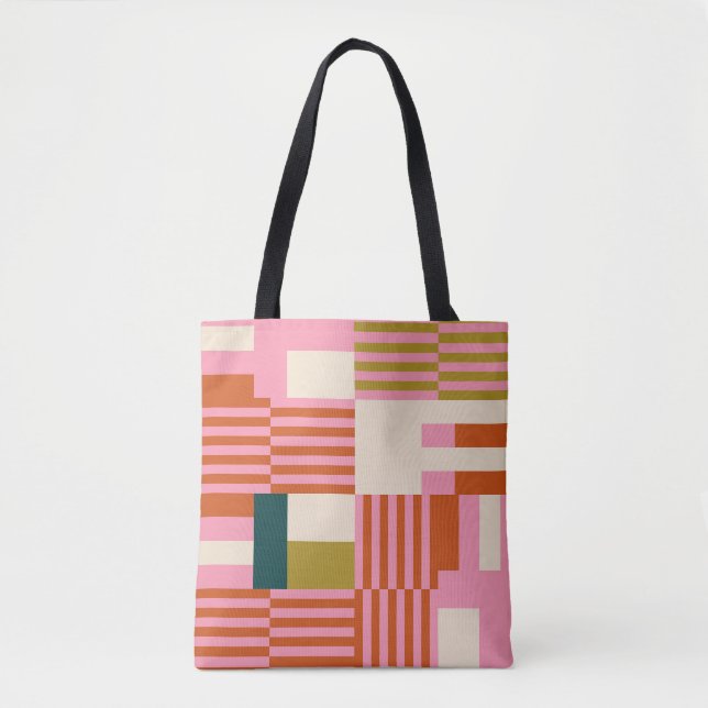 Retro Geometric Abstrakt Mosaic Tygkasse (Framsida)