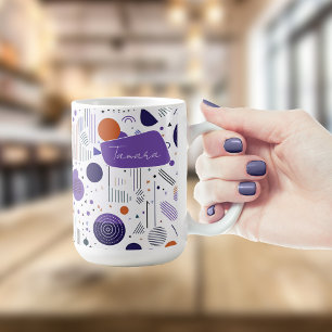 Retro Geometric Abstrakt Pat3 Lila Orange ID1067 Kaffemugg