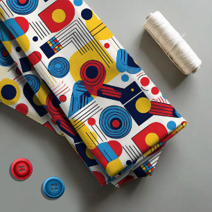 Retro Geometric Abstrakt Pat#10 Navy Red ID1067 Tyg