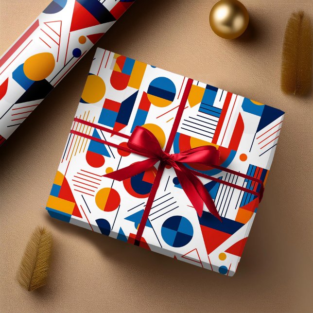 Retro Geometric Abstrakt Pat#11 Navy Guld ID1067 Presentpapper (Skapare uppladdad)