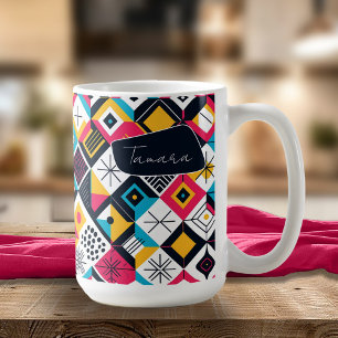 Retro Geometric Abstrakt Pat#12 Multi Färg ID1067 Kaffemugg