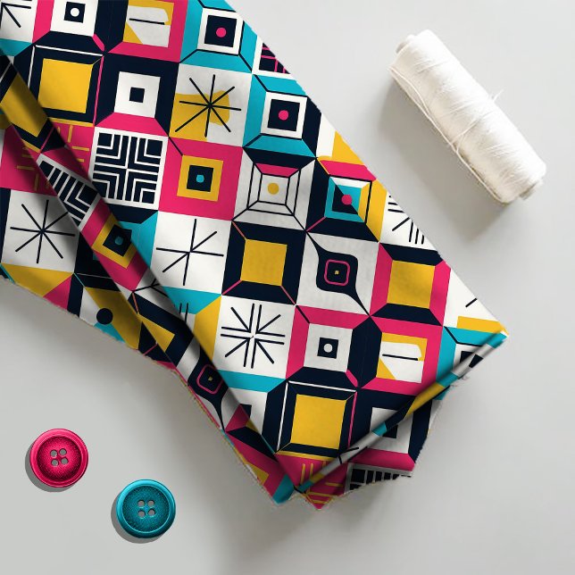 Retro Geometric Abstrakt Pat#12 Multi Färg ID1067 Tyg (Skapare uppladdad)