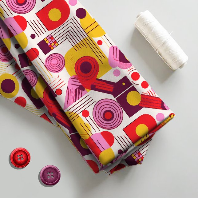 Retro Geometric Abstrakt Pat#13 Red Orange ID1067 Tyg (Skapare uppladdad)