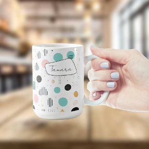 Retro Geometric Abstrakt Pat#1 Teal Rosa ID1067 Kaffemugg
