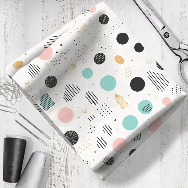 Retro Geometric Abstrakt Pat#1 Teal Rosa ID1067 Tyg (Skapare uppladdad)