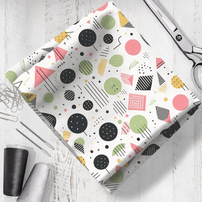 Retro Geometric Abstrakt Pat#2 Sage Rosa ID1067 Tyg (Skapare uppladdad)