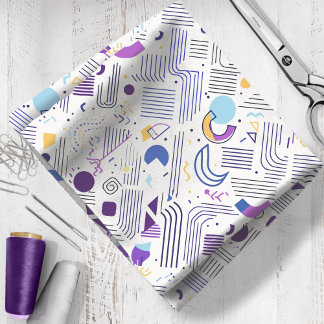 Retro Geometric Abstrakt Pat#4 Lila Blue ID1067 Tyg