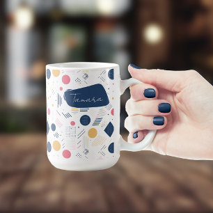 Retro Geometric Abstrakt Pat#6 Navy Ro ID1067 Kaffemugg