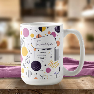 Retro Geometric Abstrakt Pat#8 Magenta-ID1067 Kaffemugg