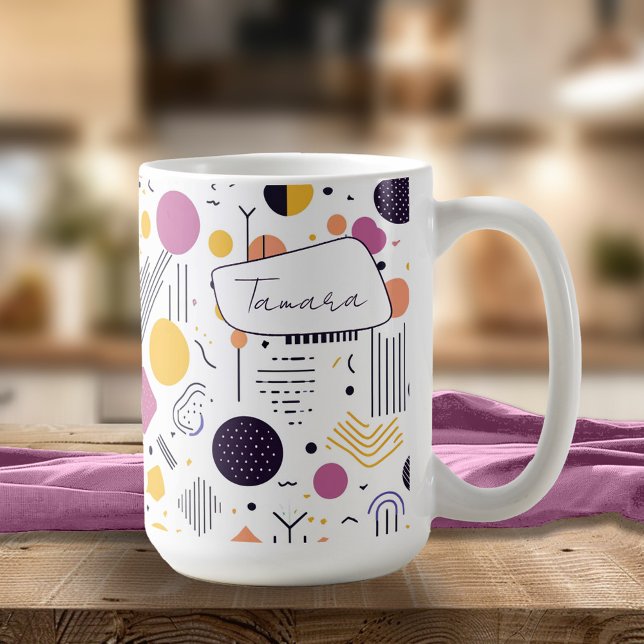 Retro Geometric Abstrakt Pat#8 Magenta-ID1067 Kaffemugg (Skapare uppladdad)