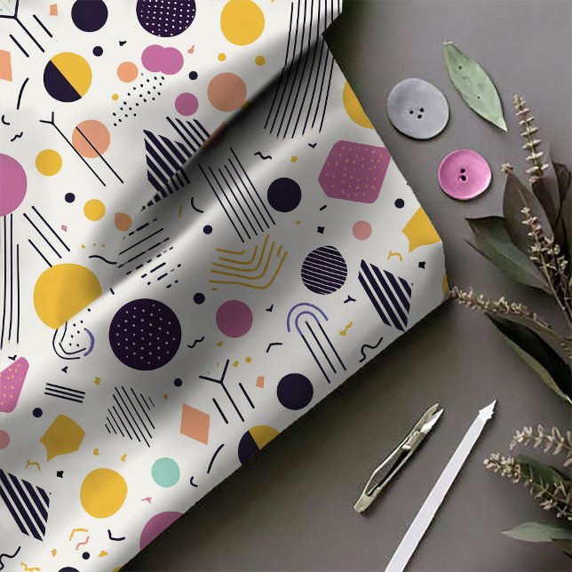 Retro Geometric Abstrakt Pat#8 Magenta-ID1067 Tyg (Skapare uppladdad)