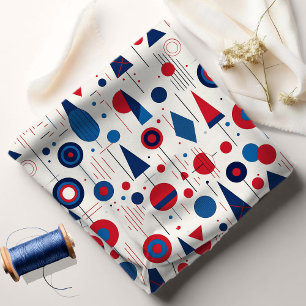 Retro Geometric Abstrakt Pat#9 Navy Red ID1067 Tyg
