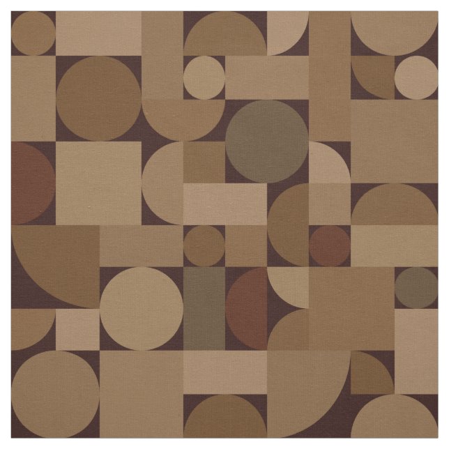 Retro Geometric Art Coffee Brown Tyg (Provkarta)