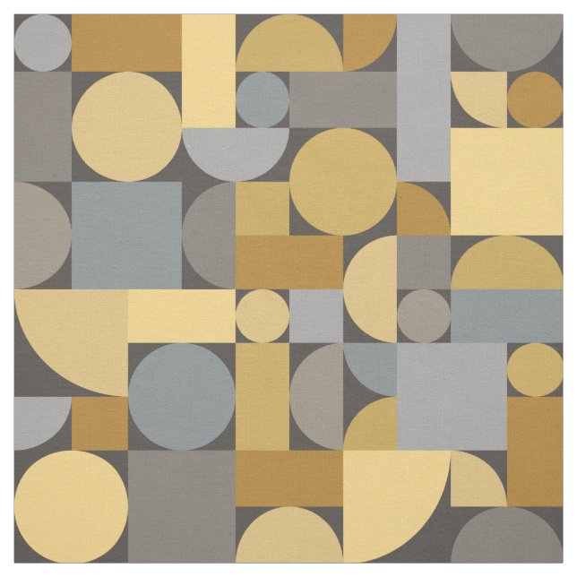 Retro Geometric Art Gult Grått Tyg (Provkarta)