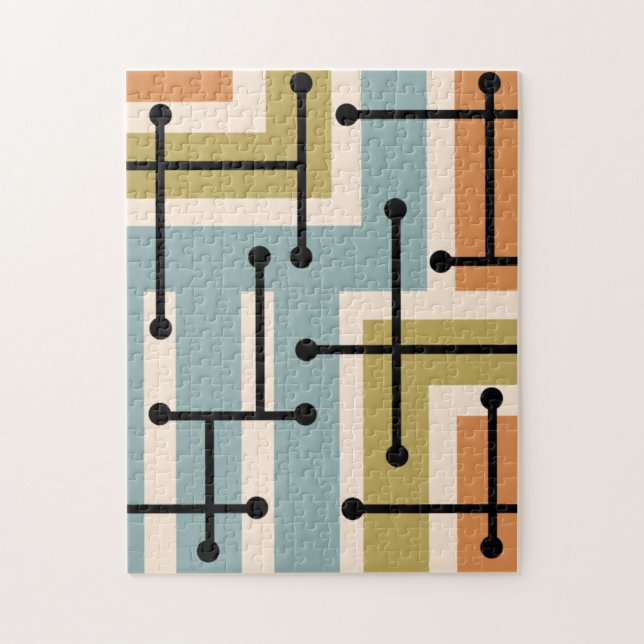 Retro Geometric Art Maze 1970 s Retro Pussel (Vertikal)