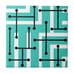 Retro Geometric Art Maze Turcos Kakelplatta