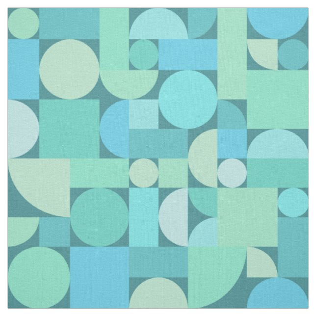 Retro Geometric Art Ocean Turcos Tyg (Provkarta)