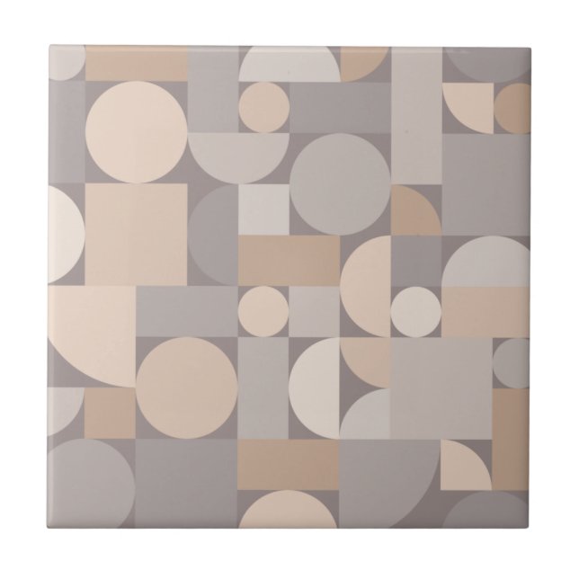 Retro Geometric Art Taupe Kakelplatta (Framsidan)