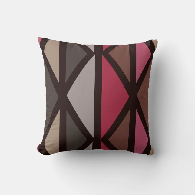 Retro Geometric Art Triangles Black Red Brown Kudde (Framsida)