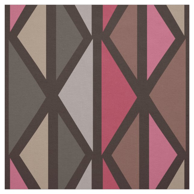 Retro Geometric Art Triangles Black Red Brown Tyg (Provkarta)