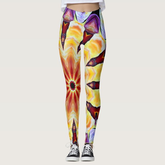 Retro Geometric Artdeco Vibrant Färg Leggings (Framsida)