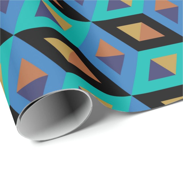 Retro Geometric Artistic Abstrakt Mönster #34 Presentpapper (Rullad Hörn)