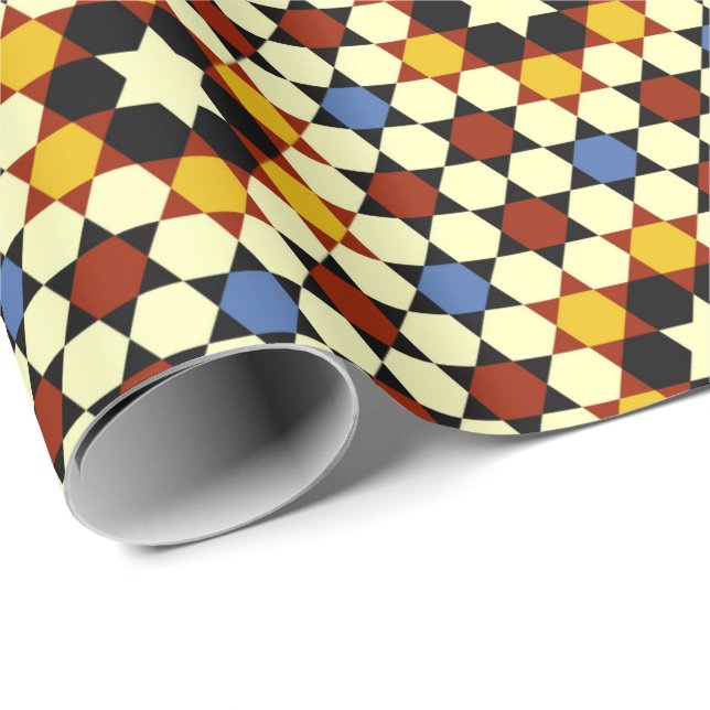 Retro Geometric Artistic Abstrakt Mönster #43 Presentpapper (Rullad Hörn)
