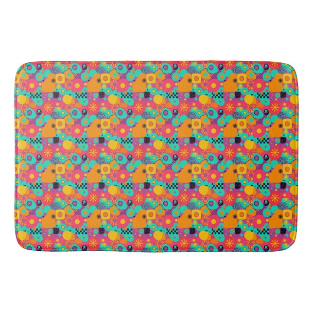 Retro Geometric Bath Mat - Bold & Chic Décor Badrumsmatta (Framsidan)