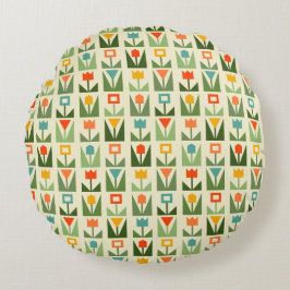 Retro Geometric Blommigt Dekorativ kudde
