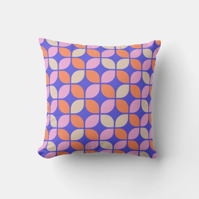 Retro Geometric Blommönster - färgfull Abstrakt Kudde (Framsida)