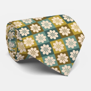 Retro Geometric Blommönster Neck Tie Slips