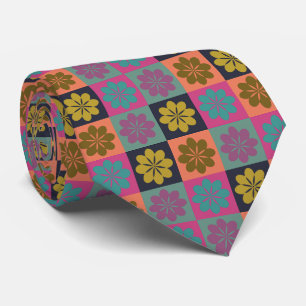 Retro Geometric Blommönster Neck Tie Slips