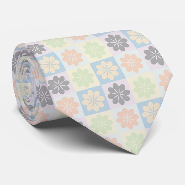 Retro Geometric Blommönster Neck Tie Slips (Rullad)