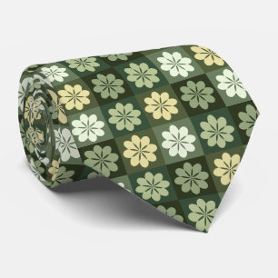 Retro Geometric Blommönster Neck Tie Slips