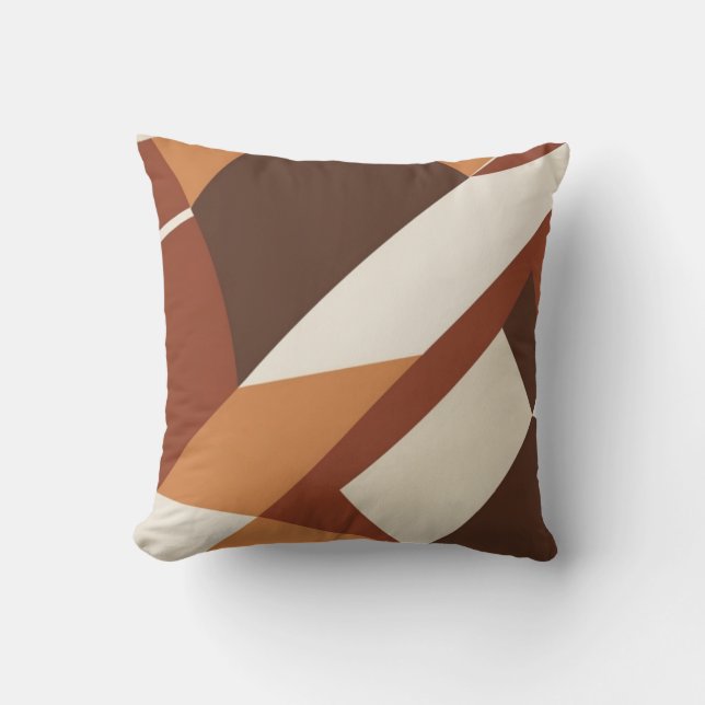Retro Geometric Brown och Orange Dekorativ kudde (Framsida)