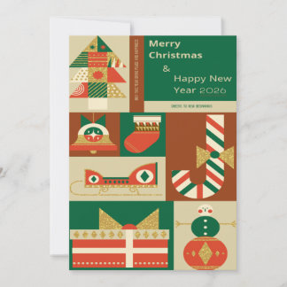 Retro Geometric Christmas Greeting Card – Festive Anteckningskort