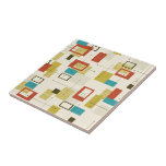 Retro Geometric Colorful Mönster i mitten av århun Kakelplatta<br><div class="desc">Färgfulla reflexgeometriska former i halvsekel i sömlöst mönster över ljusbeige bakgrunder.</div>