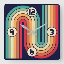 Retro Geometric Dubbla Arch Design Fyrkantig Klocka