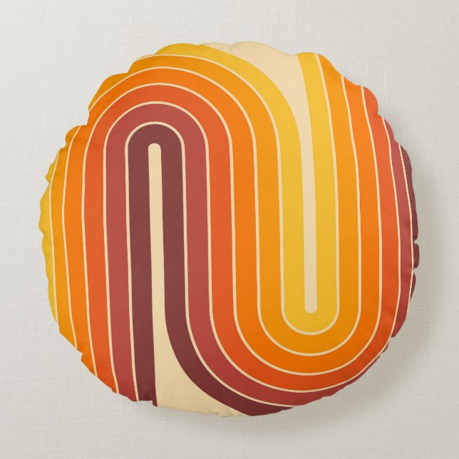 Retro Geometric Dubbla Arch Design Rund Kudde (Framsidan)