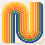 Retro Geometric Dubbla Arch Design Underlägg Papper Kvadrat<br><div class="desc">Färgfull Dubbla för återställande av Futuristiska med flera århundars geometrisk .</div>