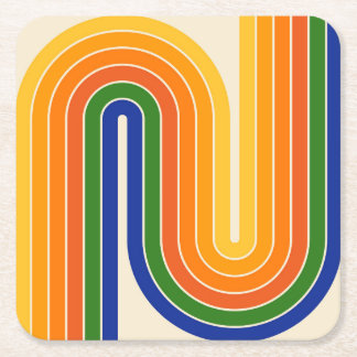 Retro Geometric Dubbla Arch Design Underlägg Papper Kvadrat