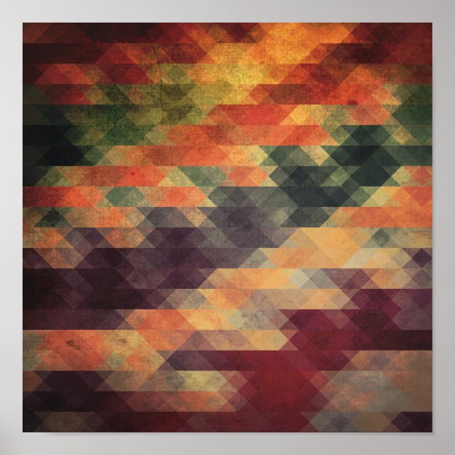 Retro Geometric fold Rand Worn Färg Poster (Framsidan)