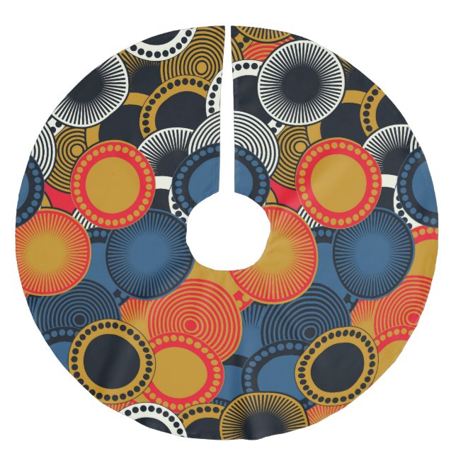 Retro Geometric: Golden Circles Harmony Julgransmatta Borstad Polyester (Framsidan)