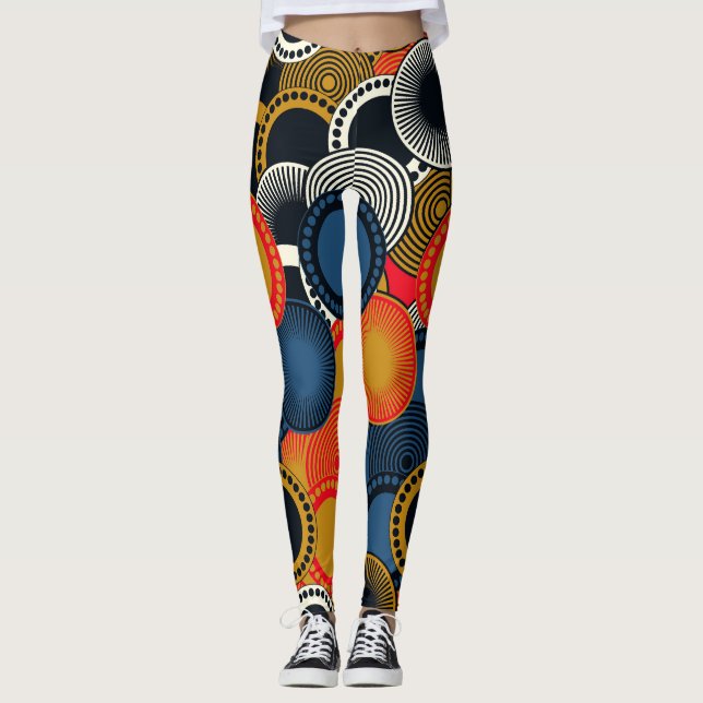 Retro Geometric: Golden Circles Harmony Leggings (Framsida)