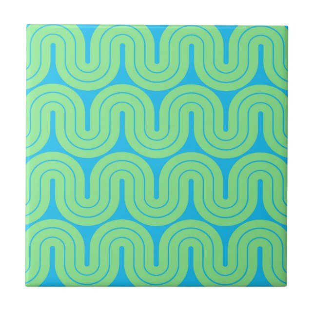 Retro Geometric Gradient Wave-design Kakelplatta (Framsidan)
