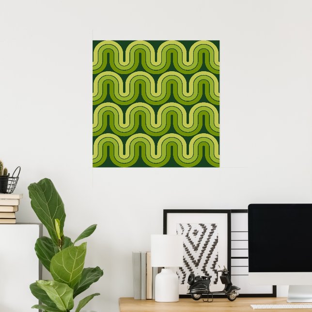 Retro Geometric Gradient Wave-design Poster (Hemmakontoret)