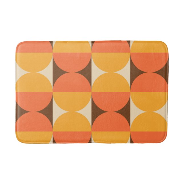 Retro Geometric Halvkvadrat och Circle Mönster Badrumsmatta (Framsidan)