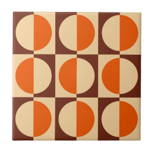 Retro Geometric Halvkvadrat och Circle Mönster Kakelplatta