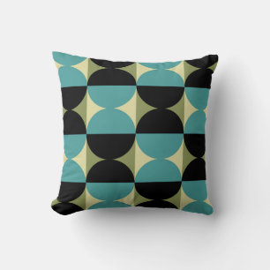 Retro Geometric Halvkvadrat och Circle Mönster Kudde