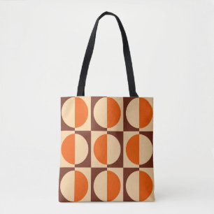 Retro Geometric Halvkvadrat och Circle Mönster Tygkasse